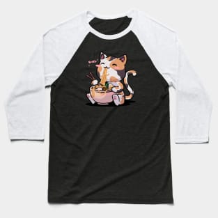 Kawaii Neko Cat Ramen Bowl Anime Otaku Color Cat Baseball T-Shirt